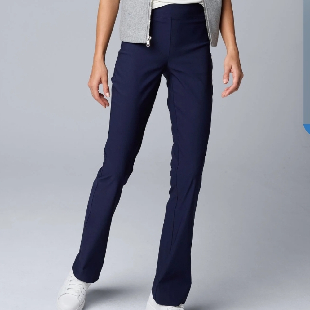 Simply Vera Classic Navy Pull-on Pants Bootcut